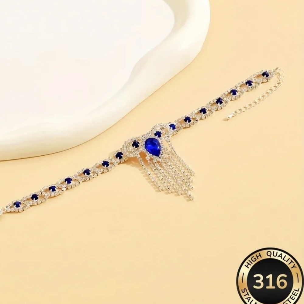 Elegant Silver and Blue Bracelet